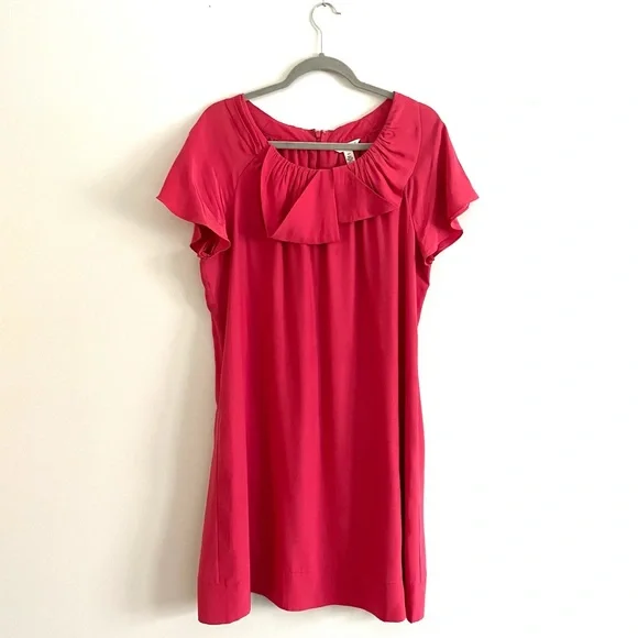 banana republic pink shift dress Banana Republic Hot Pink V-Neck Racerback Sleeveless Pockets Shift Dress Sz 14